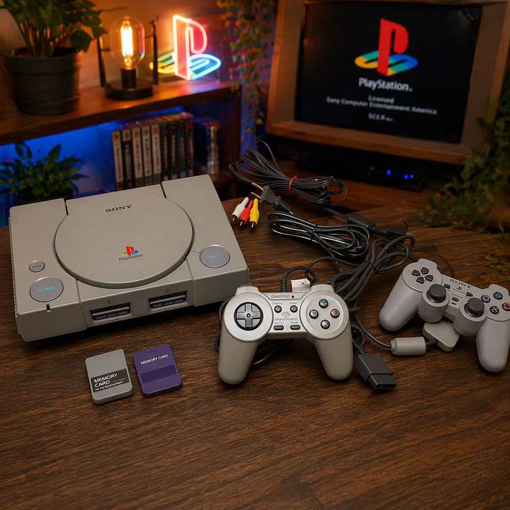 Sony PlayStation PS1 SCPH-9001 Console Bundle OEM Controller Tested Working